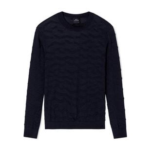 ARMANI EXCHANGE/阿玛尼冬新款男圆领羊毛混纺老钱风针织毛衣内搭