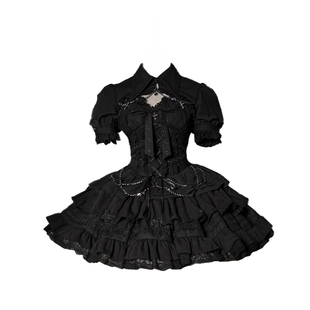 【现货】契约十字坎肩豹了个猫原创lolita哥特优雅泡泡袖外套