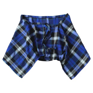 复古蓝色运动下摆配饰百搭撞色格子遮肉假衬衫蓝白格腰封男女屁帘