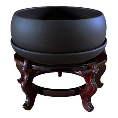 紫砂古典透气花盆带托盘