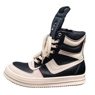 ro鞋子男真皮厚底马丁鞋增高短靴欧美ro大钩子dunk做旧复古高帮鞋