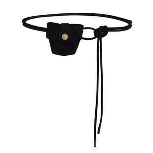 红色小腰包装饰腰绳女配牛仔裤裙子麂皮绒面腰带配饰复古2025新款