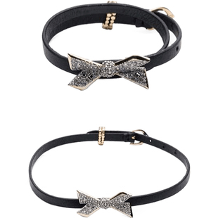 美国Alexis Bittar 折纸蝴蝶结项圈皮质Choker水晶镶嵌搭扣手镯