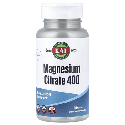 KAL,Magnesium Citrate 400, 60 Tablets
