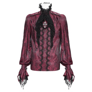 Devil fashion恶魔时尚 哥特可拆花网领结腰果花提花衬衫男SHT140