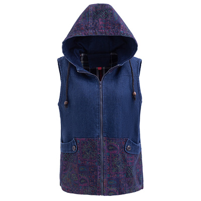 春秋装带帽牛仔宽松坎肩背心时尚