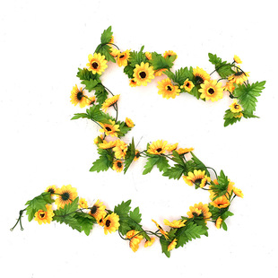 仿真太阳花藤条向日葵花藤假花藤蔓室内壁挂空调管道遮挡装饰花条