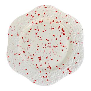 ins风陶瓷浮雕泼墨盘早餐盘意面蛋糕甜品盘子饭碗汤碗小清新餐具