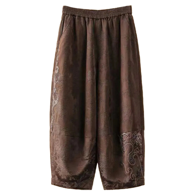 千椿物喜冬季国风民族风重工提花复古刺绣百搭棉裤棉靴裤女