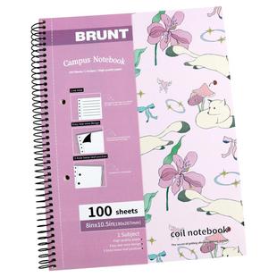 主力细闪狐系列螺旋线圈本B5磨砂高颜值薄脆笔记本子高中生两孔索引可撕横线卡通记事日记本大学生考研记录本