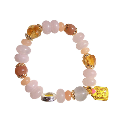 粉水晶黄金阿赛天然不规则手链