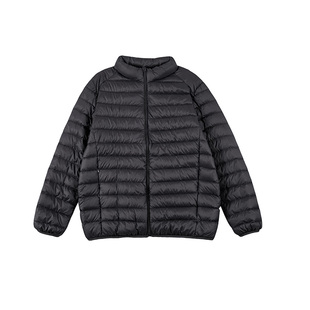 黑劲大码男装轻薄排骨羽绒服男胖子加肥加大保暖白鸭绒立领外套