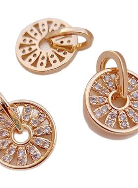 diy包金微镶锆石饰品配件小吊坠