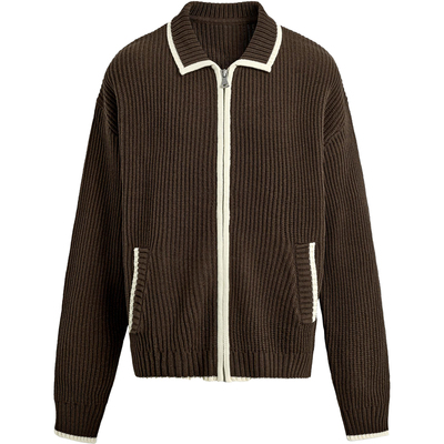 西班牙单！棉质翻领毛衣外套