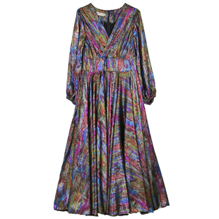 2025新款新疆舞蹈演出服高定款天鹅绒裙子维族舞蹈720摆连衣裙女