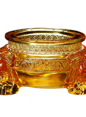 水晶琉璃家庭聚宝盆摆件招财聚财