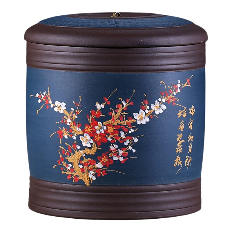紫砂普洱七饼陶瓷家用腰线茶叶罐