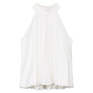 出逃赤岗西 莱赛尔花苞挂脖背心 原创立领A型无袖露肩吊带上衣女