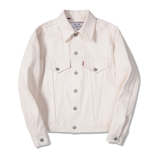 红风 白色牛仔外套春秋TYPE3修身版男女原牛纯棉胚布赤耳丹宁夹克