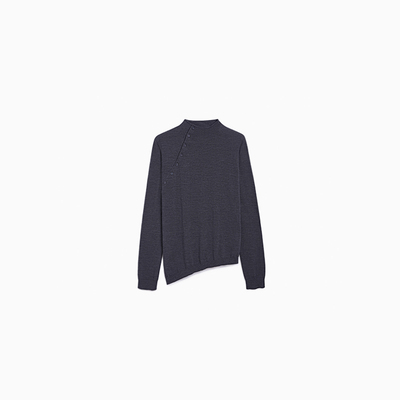 SURONG羊毛半高领斜门襟针织套衫