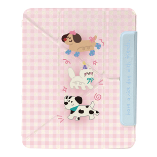 九点半闪粉可爱猫猫狗狗磁吸分离适用2026新款ipadair8平板壳亚克力pro12.9/mini7小米旋转720°带笔槽保护壳