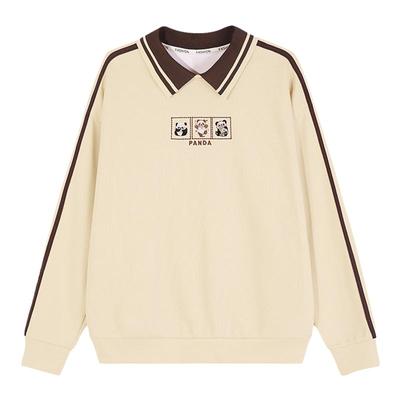 翻领卫衣女春秋薄款妈假两件上衣