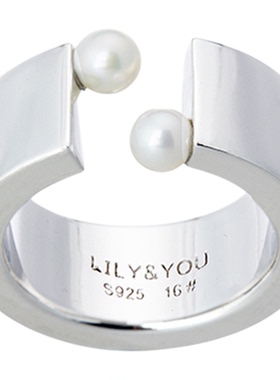 lily&you925银淡水珍珠宽戒指