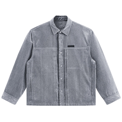 【商场同款】太平鸟男装 休闲夹克时尚植物绒牛仔夹克 B2BJF4125