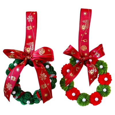 圣诞花环老人装饰毛绒玩具挂件