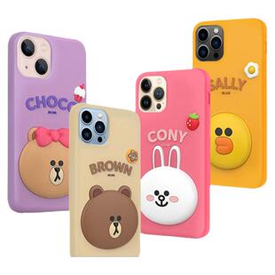 linefriends布朗熊iPhone15promax手机壳苹果16pro硅胶软壳保护套防摔13/14promax卡通可爱3D立体手机保护套