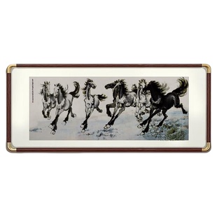 办公室八骏图挂画徐悲鸿马到成功客厅沙发背景墙装饰画国画奔马图