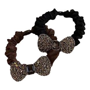 韩国东大门蝴蝶结水晶满钻发绳发圈复古扎马尾大肠圈头绳橡皮筋