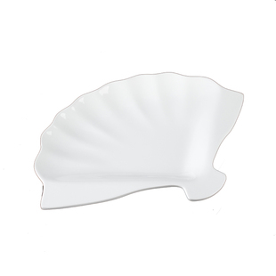 丰美密胺仿瓷餐具 扇贝盘龙虾盘海鲜盘特色菜盘12寸扇形盘白P511
