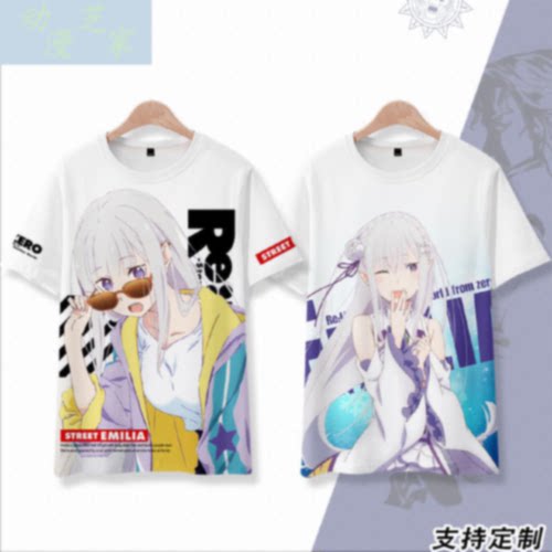 爱蜜莉雅 从零开始的异世界生活 RE0 T恤短袖夏季痛衣动漫衣服