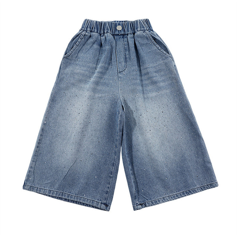 夏季薄款烫钻九分牛仔裤新品
