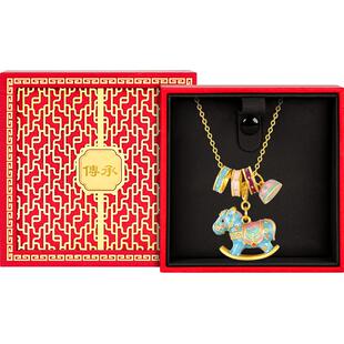 马年本命年银项链女款女马上有钱生肖马彩色小马纯银吊坠女士女生