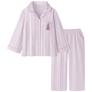 【超柔软】睡衣纯棉布料100全棉女款春秋套装可外穿简约家居服女