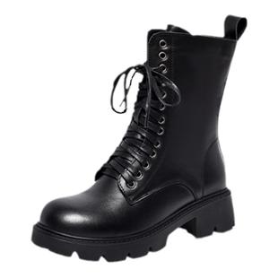 宽胖脚肥大码女鞋41-43码优选2024冬款牛皮保暖中筒马丁靴245-233