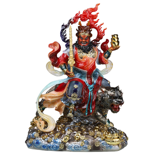 武财神赵公明神像玉石家用摆件汉白玉骑虎赵元帅店铺公司工艺品