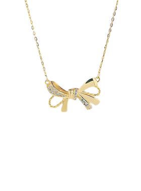 S925纯银同心结项链锁骨链蝴蝶结吊坠镶钻女时尚简约精致少女项饰