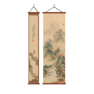 背后有靠山入户过道玄关装饰画宋代美学迎客松挂画书房茶室组合画