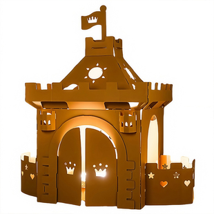 儿童纸箱城堡纸板房子幼儿园区角组装涂色模型过家家玩具手工diy