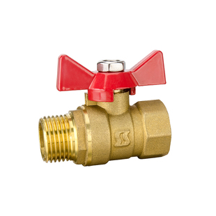 加厚黄铜阀门 4分DN15双内外丝球阀 热水器阀门暖通阀门蝶柄直阀