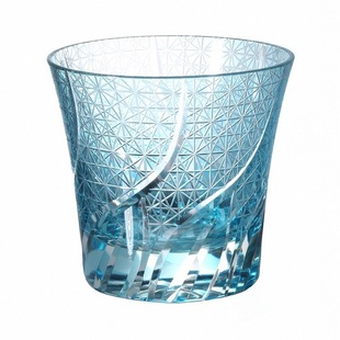 AURA'S海洋之心江户切子杯手工雕刻威士忌洋酒杯水晶玻璃杯果汁杯
