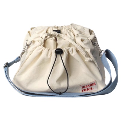 MASMARULEZ官方正品现货防水百搭休闲单肩斜挎包多口袋通勤包乳白