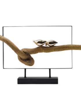 新中式喜上枝头树脂小鸟摆件客厅样板房间玄关办公室酒店软装饰品