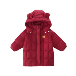 女童冬装羽绒服2025新款公主时髦洋气红色女孩中长款加厚保暖外套