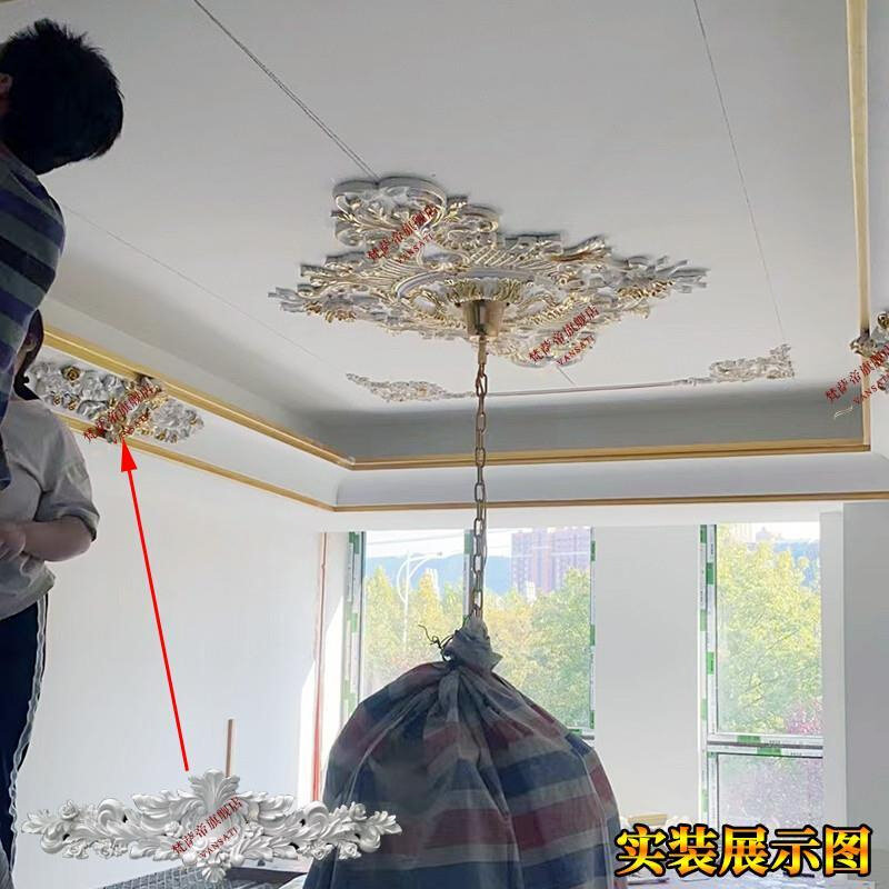 欧式天花吊顶造型装饰PU线条阴角线转角雕花件素面线条棚顶线顶角