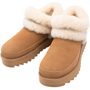 暇步士毛茸茸雪地靴女25冬新款厚底增高羊毛加绒女靴保暖加厚短靴