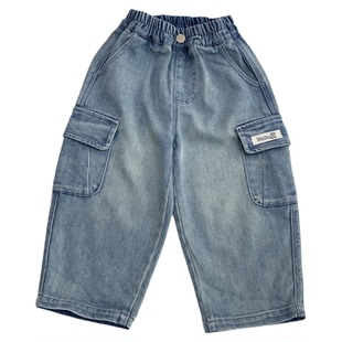 男童春装牛仔裤2026新款儿童韩版工装裤子中小童春秋柔软弹力长裤